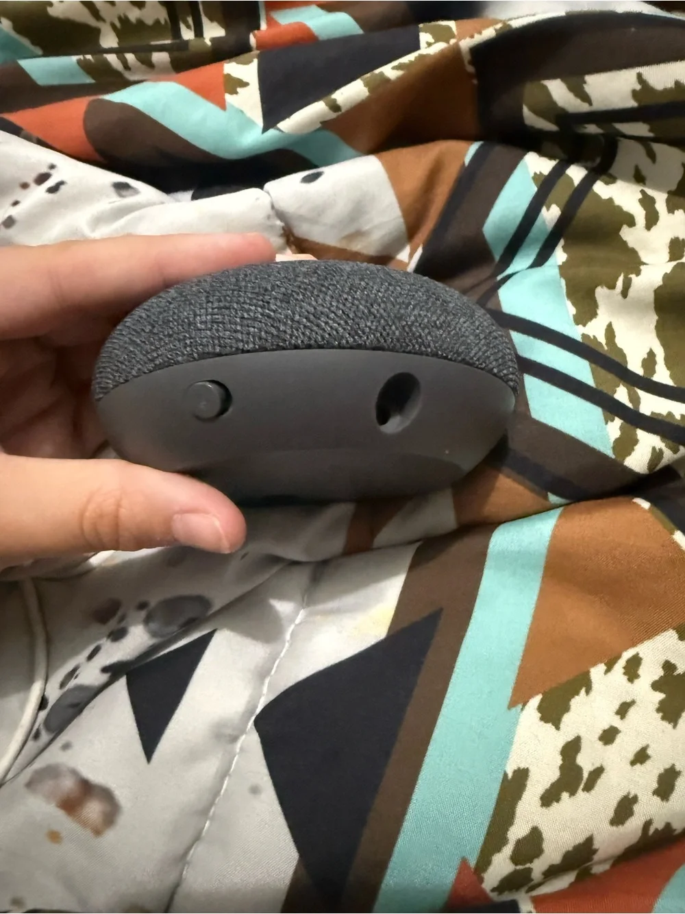 Smart Home Google nest speaker with charger cord- Charcoal Fabric